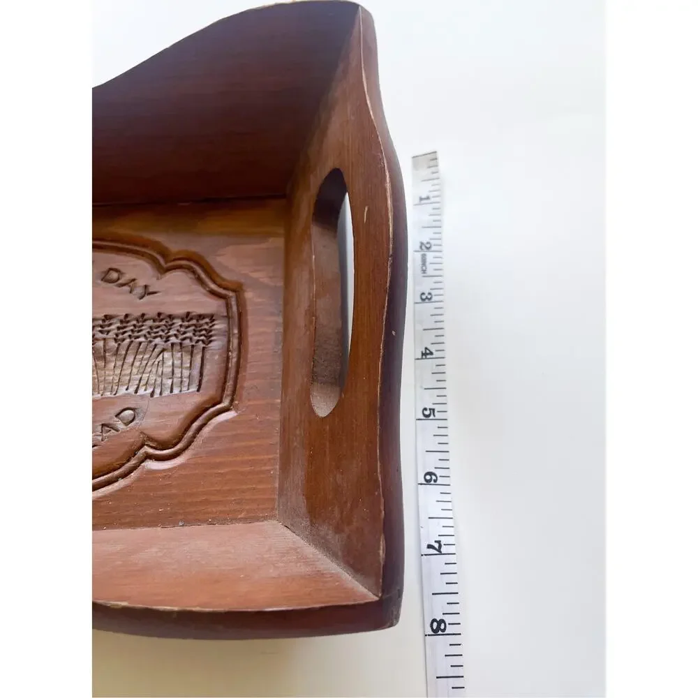 Vintage Give Us This Day Our Daily Bread Wood Tray